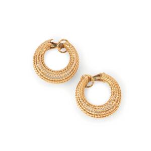 Vintage Yellow Gold Twisted Creoles Earrings