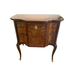 Transition Style Chest Of Drawers In Marquetry Late 19th Century Period