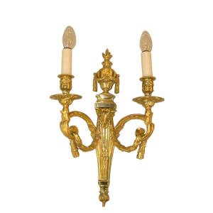 Pair Of Ormolu Aries Head Louis XVI Style Sconces