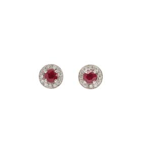 Burmese Ruby Diamonds 18k White Gold Earrings