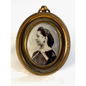 Photography On Enamel Portrait Of Woman
