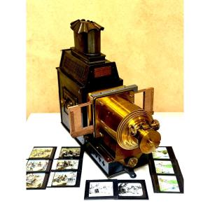 Magic Lantern With 3 Sets Of Humorous Glass Plates