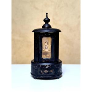 Rotating Cigar Box With 4 Albumen Prints, Japan Mid-19th Century, Photography Curiosity