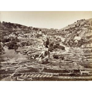 Felix Bonfils (1831-1885) Valley Of Hinnom C.1870 Vintage Albumen Print Photograph Signed