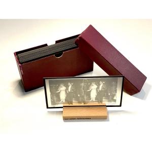12 Glass Plates "marriage" By P.vaillant C.1900 Vintage Stereoscopic Photography