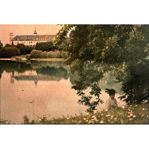 Autochrome "the Lake" Circa 1920 Color Photograph On Glass Lumière Process Circa 1920