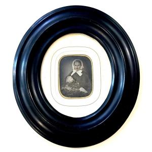 Ambrotype Post-mortem Portrait Of An Infant With Its Mother Circa 1855 Photograph