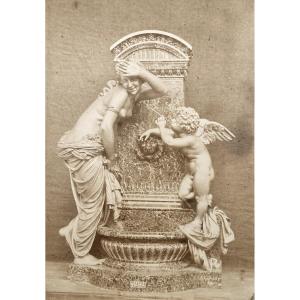 Charles Marville (1813-1879) Guméry Fountain, C. 1860 Vintage Albumen Print Photograph