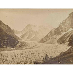 Edouard Baldus (1813-1889), La Mer De Glace, Signed Circa 1861 Albumen Print Photograph