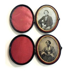 Pair Of Daguerreotypes By Jb Berubet (1804-1887) Circa 1850 Vintage Photograph
