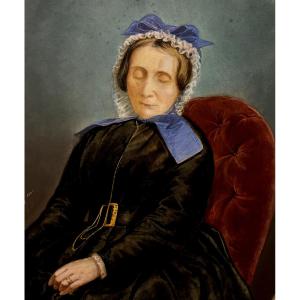 Post-mortem Portrait Enhanced By Walery Circa 1860, 19th-century Photograph, Painted Albumen Print