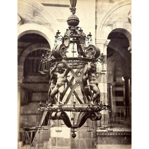 Carlo Ponti (1823-1893) The Lamp Of Galileo, Pisa C.1865 Albumen Print Vintage Photograph