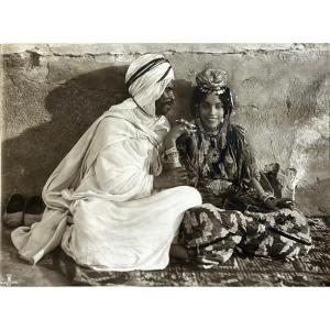 Lenhert & Landrock "the Lovers" Silver Gelatin Print C.1905 Vintage Photograph