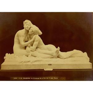 Eugène Fiorillo, "the Spring Of Life" By Champeil, Signed Albumen Print, Photograph
