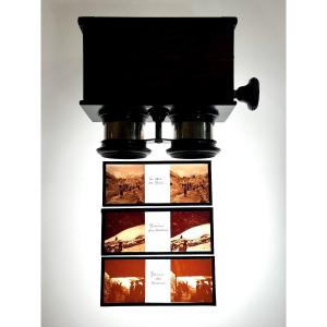 Viewer And 3 Stereo Plates On The Chamonix Glaciers Stereoscopic Photography