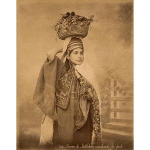 Felix Bonfils "woman Of Bethlehem Fruit Seller" Circa 1870 Albumen Print Photograph