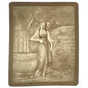 Lithophane "la Puisatière" Mid-19th Century