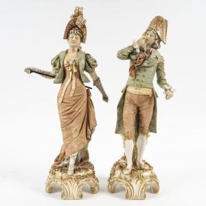 Pair Of Romantic Polychrome Porcelain Statuettes