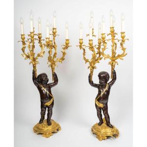 Pair Of Louis XV Style Candelabras - 19th Century - Napoleon III
