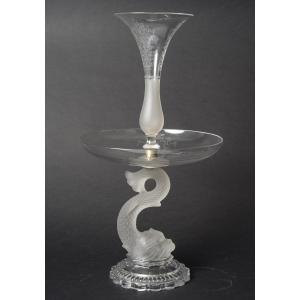 Cut And Frosted Crystal Centerpiece, Art Deco Period
