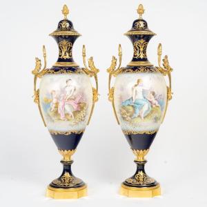 Pair Of Porcelain Vases In The Sèvres Style – 19th Century
