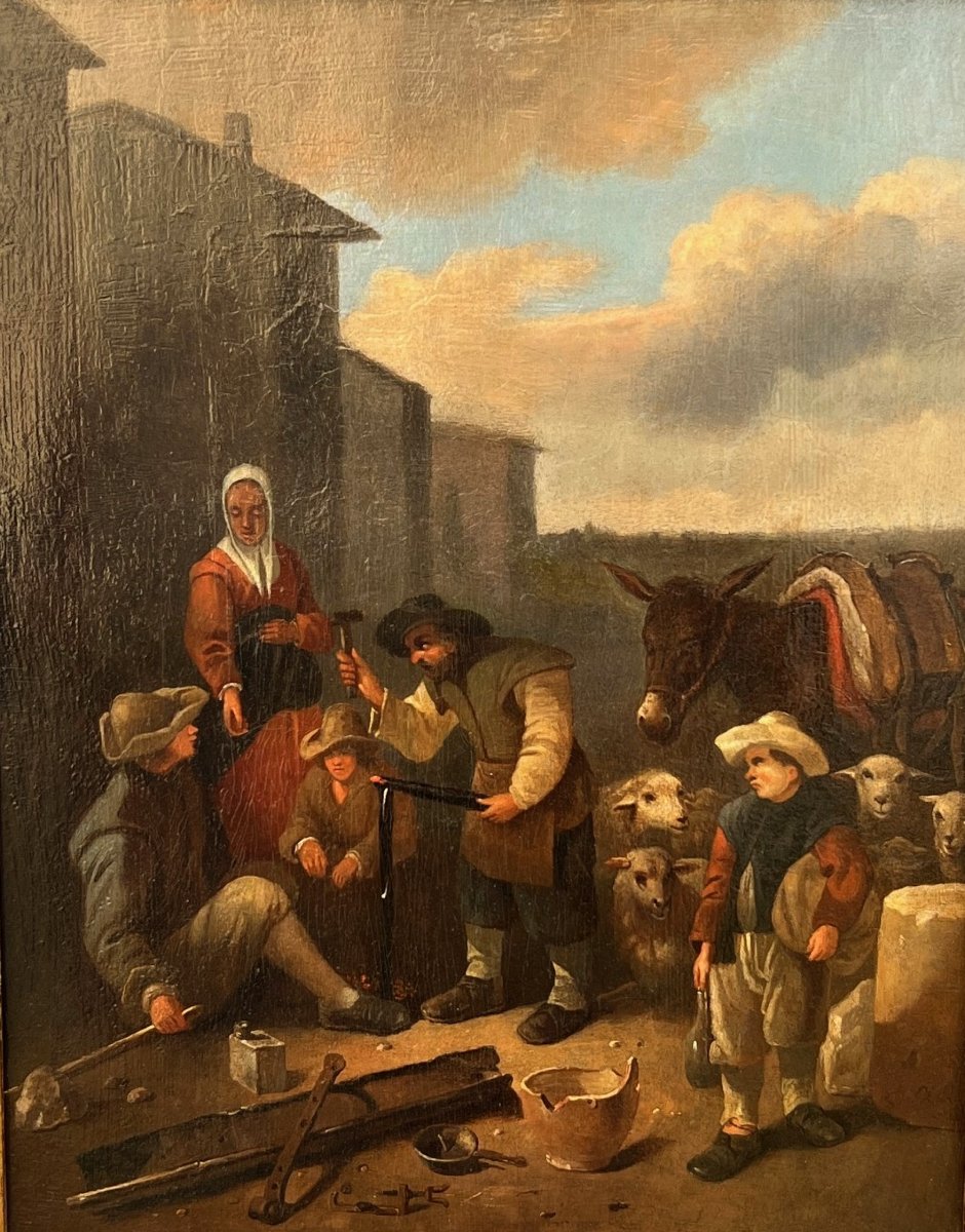 ANTICO DIPINTO FIAMMINGO DEL XVIII SECOLO-photo-2