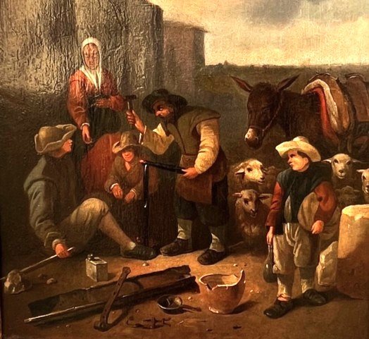 ANTICO DIPINTO FIAMMINGO DEL XVIII SECOLO-photo-3