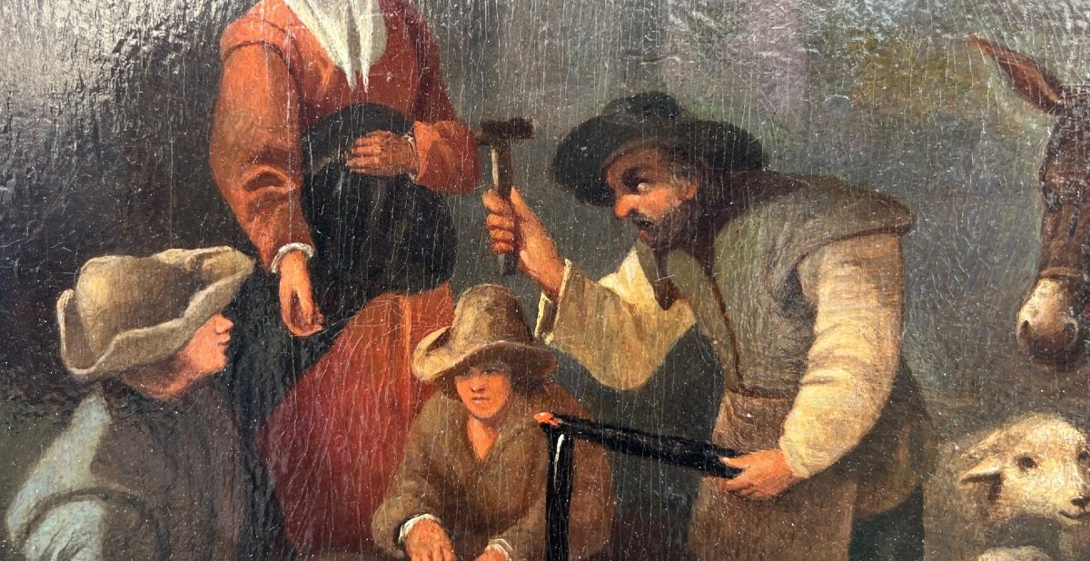 ANTICO DIPINTO FIAMMINGO DEL XVIII SECOLO-photo-4