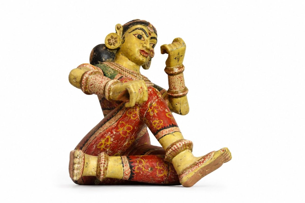 Statua in legno di tradizione popolare India occidentale fine 1800-photo-1