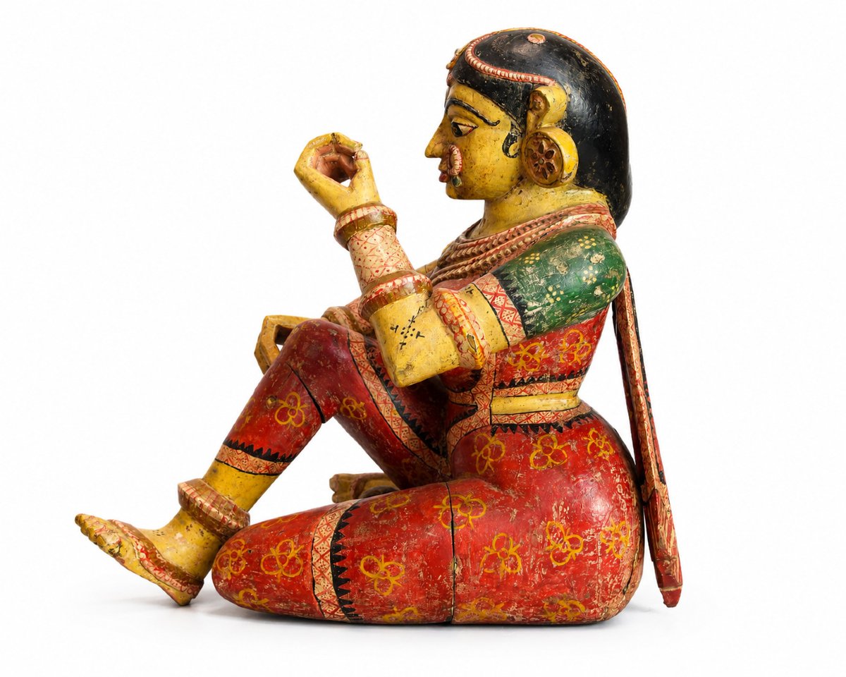 Statua in legno di tradizione popolare India occidentale fine 1800-photo-2