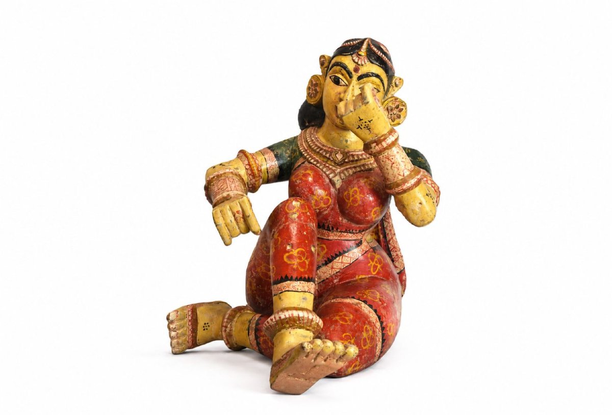 Statua in legno di tradizione popolare India occidentale fine 1800