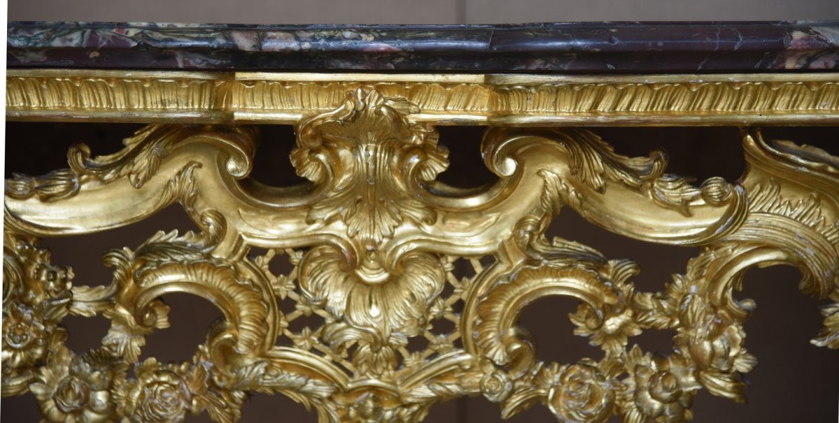 Ancienne Console Rococò Du 18ème Siècle -Italie Gênes-photo-3