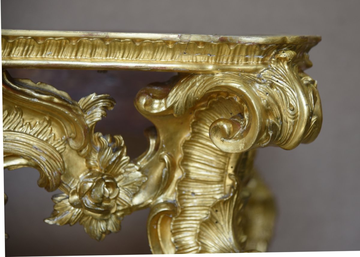 Ancienne Console Rococò Du 18ème Siècle -Italie Gênes-photo-4
