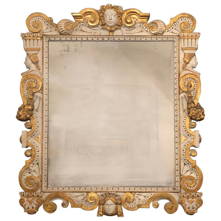 Miroir Néoclassique En Bois Sculpté