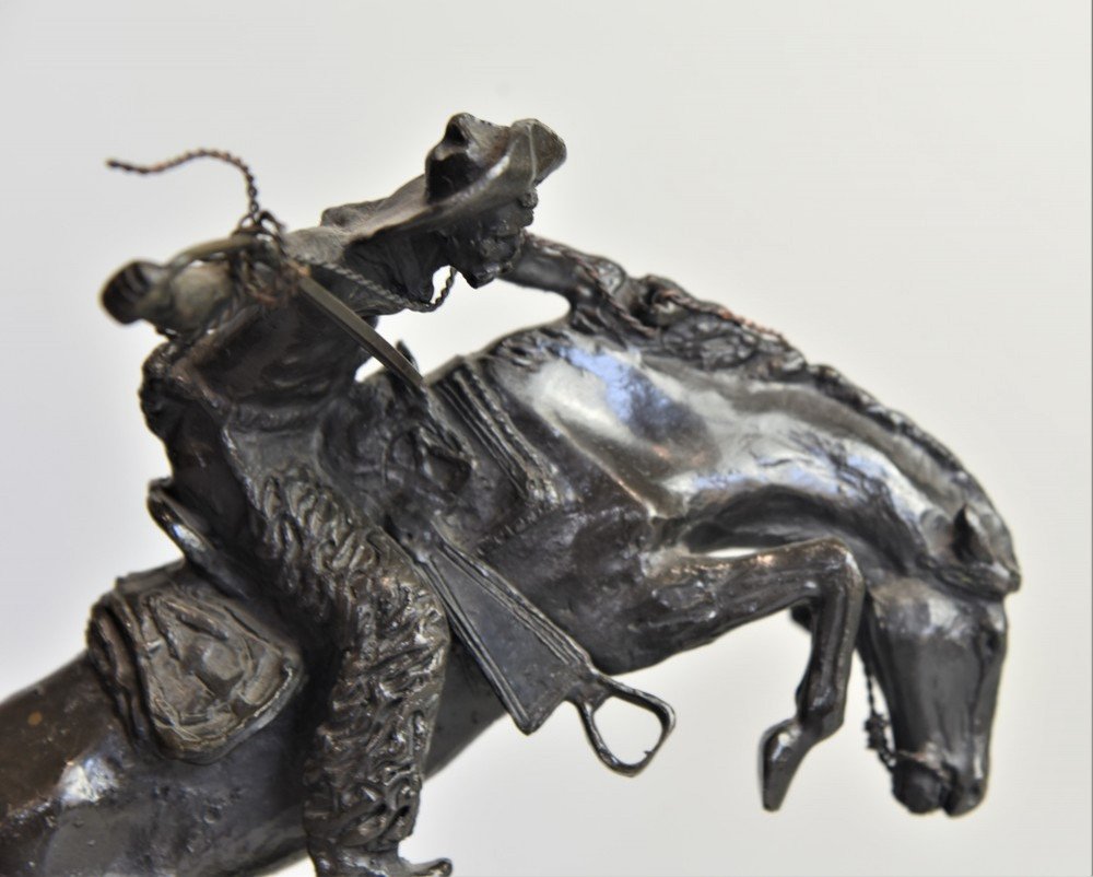 Statuette En Bronze Signée Frederic Remington De 1900-photo-2