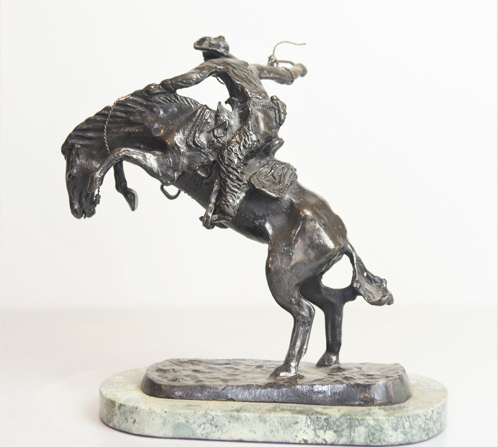 Statuette En Bronze Signée Frederic Remington De 1900-photo-1