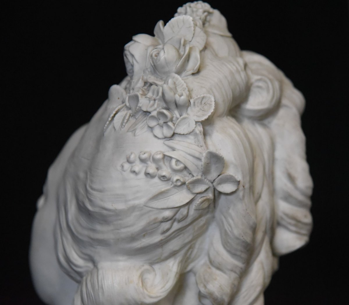 Ancien Buste De Marie Antoinette En Porcelaine Biscuit Du 19ème Siècle-photo-5