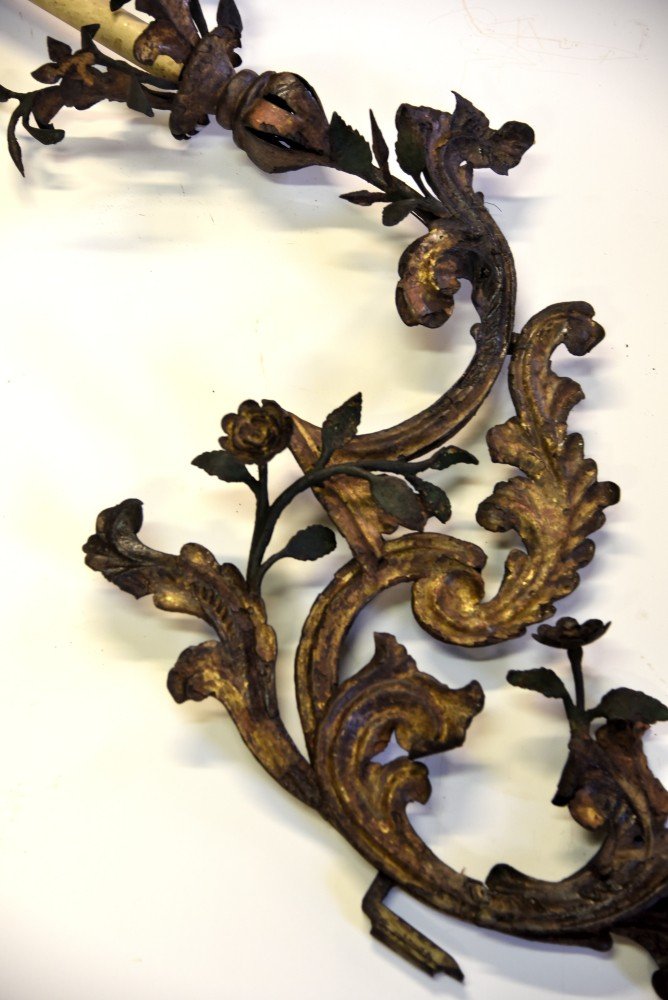 Ancienne Paire d'Appliques En Fer De 1500-photo-5