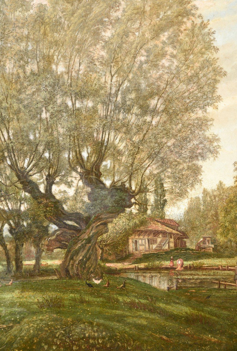 Tableau Ancien XIXe Siècle - Paysage Anglais-photo-3