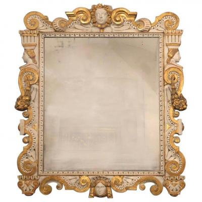 Miroir Néoclassique En Bois Sculpté