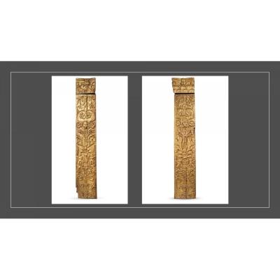 Ancienne Paire De Grands Pilastres Des Années 1600