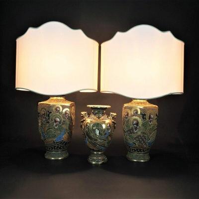 Pair Of Table Lamps With Vase From The 20th Century