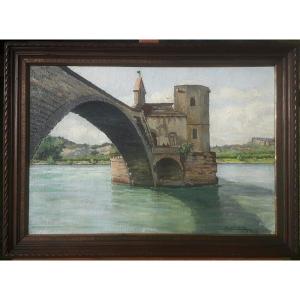Painting - Avignon Landscape - View Of The St Bénézet Bridge - Marcel Emile Fabre 1918