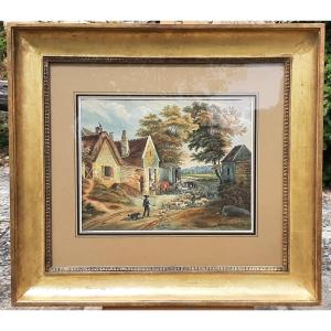Gouache Romantic Landscape - Early 19th Century - Signed