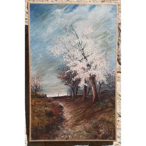 Painting Of A Landscape, Early 20th Century - Signed H.favetier 1908