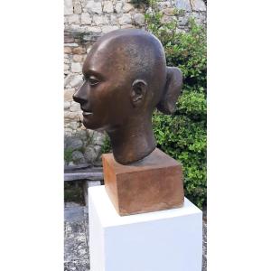 Bronze - Head Of A Woman By Albert Navarra (1927-2019) - Valsuani Foundry