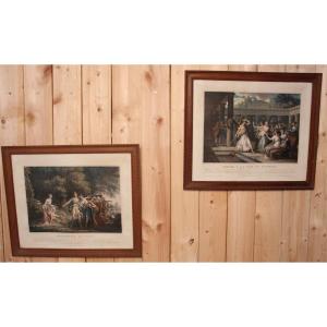 Pair Of 18th Century Color Engravings