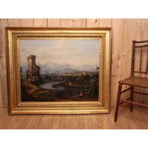 Large Nineteenth Romantic Landscape Painting