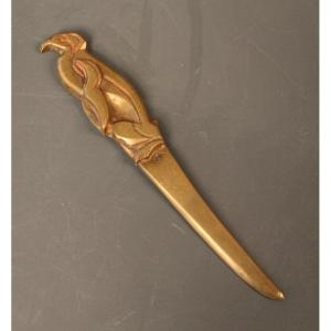 Letter Opener In Bronze Signed Aristide Colotte