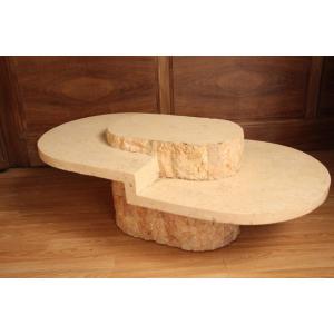 Coffee Table With Travertine Veneer From Maitland-smith, 1970s